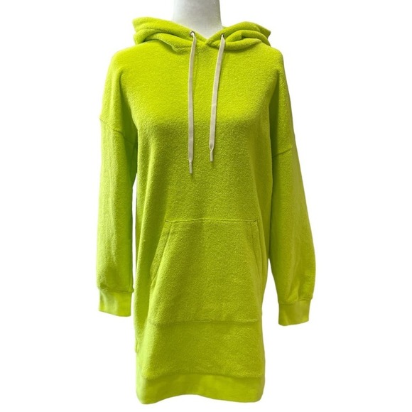 Outerknown Women's Hightide Hooded Dress Lime Size Small Terry Beach Coverup - Picture 2 of 7